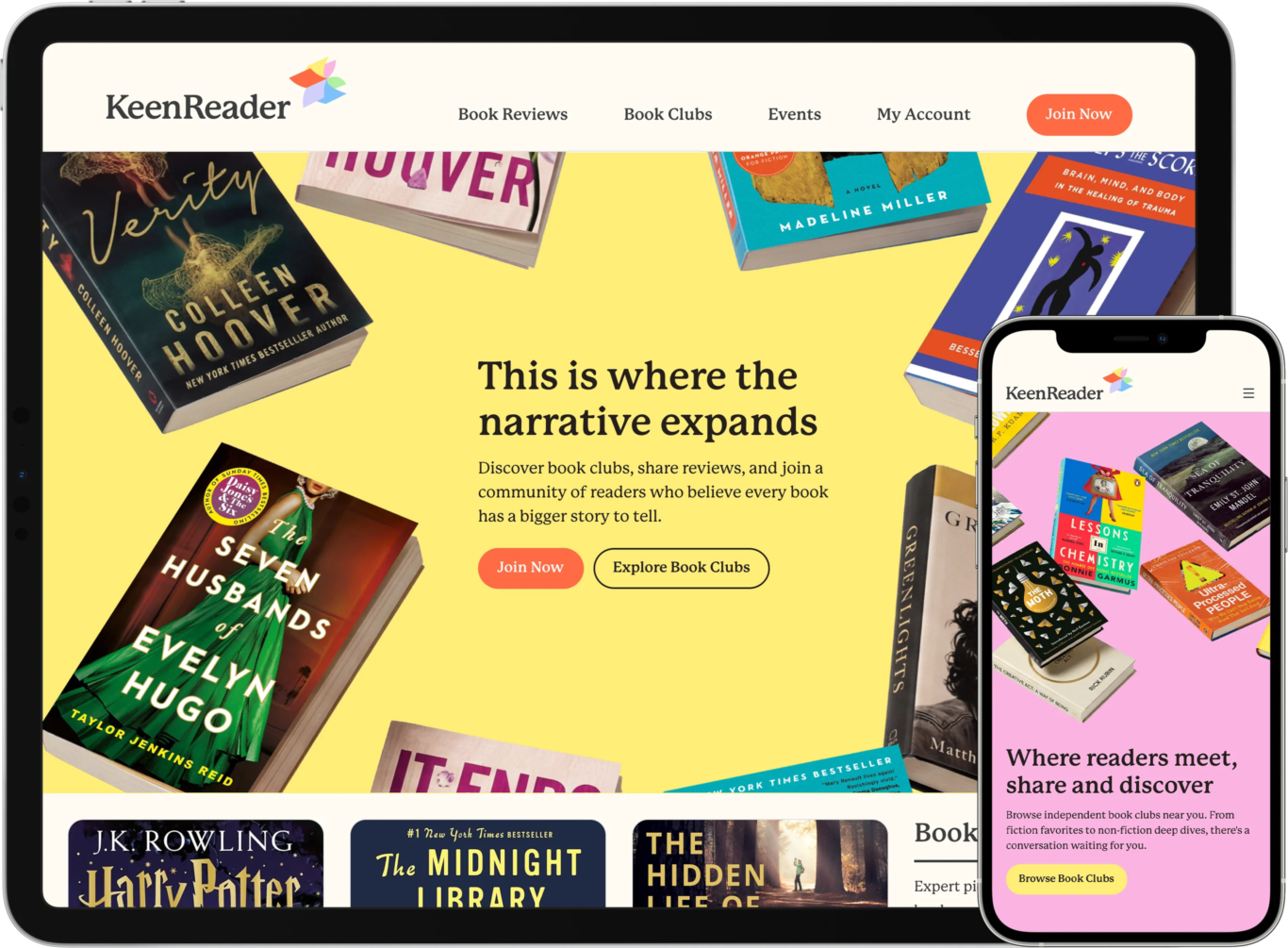 Tablet and mobile view of KeenReader website.